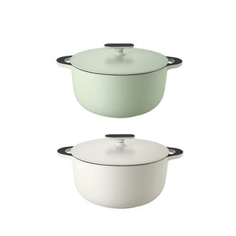 德世朗（DESLON）  极光系列珐琅深炖锅 煲锅 DFS-T868 24cm 不粘锅 乳白色浅绿色