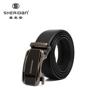 喜来登/SHERIDAN  头层牛皮 商务休闲皮带中年青年休闲腰带 NL190352S 黑色 可调节长短 简约内涵高端商务