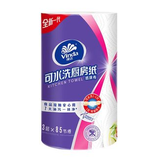 维达  可水洗厨房卷纸3层85节卷去油污吸油吸水纸巾