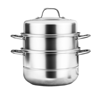 康巴赫（KBH）  欧式不锈钢三层锅28cm多功能大容量