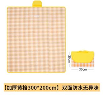 原始人  野餐垫防潮垫加厚户外露营地垫野外防水布便携帐篷草坪垫子 黄格300*200cm
