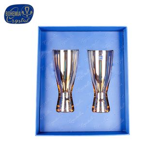 CRYSTALEX  捷克进口无铅水晶啤酒杯高颜值对杯高脚杯高档饮料杯礼盒套装 琥珀色·水晶啤酒杯 350ml