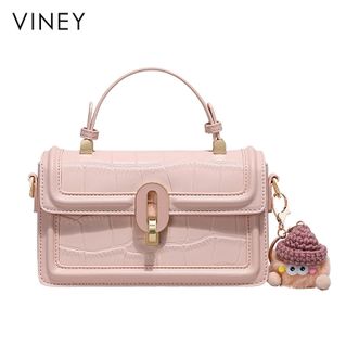 viney  包包女包牛皮斜挎包女轻奢实用通勤大容量女士单肩小方包V91353