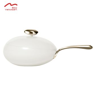 温仑山  无涂层鹅卵石不粘炒锅 32cm 炒菜锅家用少油烟不易粘锅 VE038-白色