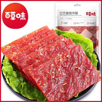 百草味  猪肉脯 肉干肉脯休闲零食小吃白芝麻猪肉脯100g