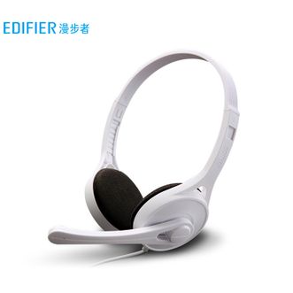 漫步者/EDIFIER  头戴式耳机耳麦 K550 教育考试耳机 学生头戴式电脑台式线控耳麦带麦克风 重低音通用在线教育网课必备 （时尚白）