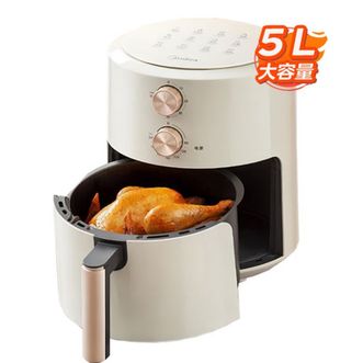 美的/Midea  空气炸锅 免翻面 大容量 家用烘炸多功能电炸锅不沾易清洗轻脂低油煎炸空气炸烤箱一体 电烤箱 5L 【双旋钮控制】KZE5004