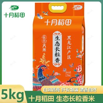 十月稻田  生态长粒香米5kg 精选长粒香米 白润透亮煮饭大米真空锁鲜包装