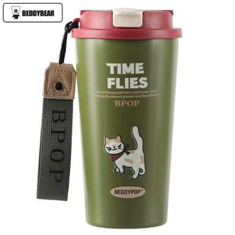 杯具熊（beddybear）   云端双饮咖啡杯600mL 高颜值双饮杯316不锈钢保温杯户外便携随行水杯 回望猫