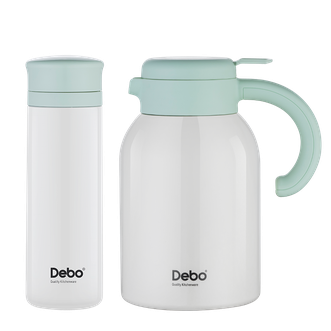 德铂（Debo）  套装杯壶 保温杯450ml+保温壶1.5L水壶热水瓶暖壶家用杯壶套装 DEP-934