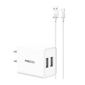 RECCI  双USB充头配线充电器单充头搭配100cm数据线华为接口线 RC116C