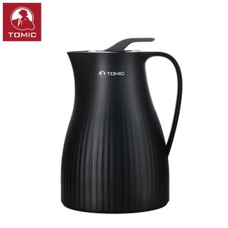 特美刻（TOMIC）  保温壶家用热水壶办公室暖壶玻璃内胆热水瓶大容量保温瓶开水瓶 神秘黑色 1L