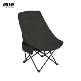 雷摄  月亮椅户外折叠露营椅 【典雅黑】高背月亮椅一字布面1把装