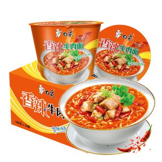 白象  方便面 经典香辣牛肉106g*12桶泡面整箱装