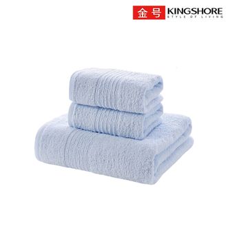 金号  A类纯棉毛巾浴巾套装礼盒伴手礼商务回礼  提缎纯棉线毛巾 1浴巾+2毛巾 带手提袋 三条装礼盒 颜色随机