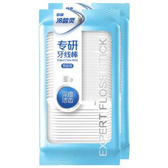 冷酸灵  医研牙线棒 99%抑菌率深入清洁不伤牙龈 包装随机 专研牙线棒 100支 2袋
