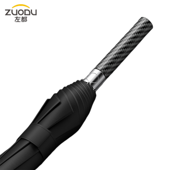 左都/ZUODU  碳纤维长柄雨伞黑胶防晒超轻加大加厚结实抗风伞晴雨两用直杆太阳伞【碳素黑】