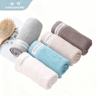 金号  纯棉家用成人洗脸毛巾全棉素色欧式男士面巾加厚柔软吸水不易掉毛 JY1009（蓝灰棕2红） 4条