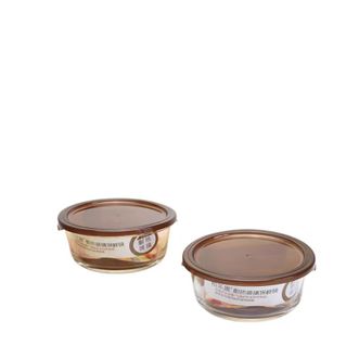 怡乐雅  牛转乾坤系列 耐热圆形玻璃保鲜盒便当盒专用饭盒两件套 咖啡色盖子  YLYT170