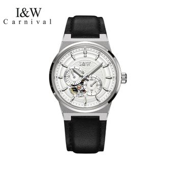 I&W CARNIVAL HWGUOJI  男士手表 全自动机械表 真皮腕表（本钢白黑带）