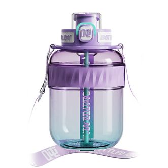 吨吨  学生运动水杯吨吨桶大容量水杯子户外带背带 冰蓝紫  1.1L  D9