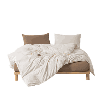 无印良品  透气水洗棉四件套-米咖