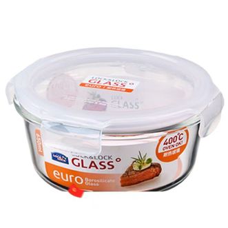 乐扣乐扣  玻璃保鲜盒耐热玻璃饭盒保鲜盒冰箱冷冻收纳盒可微波炉加热650ml  LLG831