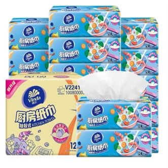 维达  厨房抽纸 80抽*12包 吸油吸水懒人抹布 厨房纸巾 厨房用纸 整箱V2241-A