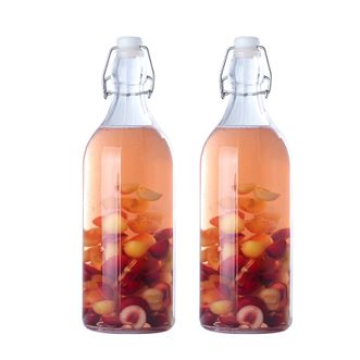 喜碧（Scybe）  酿酒玻璃瓶2个  约1100ml 透明款  密封瓶带盖葡萄装红白酒适用食品级酵素瓶厨房储藏瓶