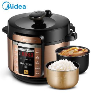 美的/Midea  电压力锅 5L大容量家用智能高压锅 一锅双胆 一键排气 24小时预约 4-6人 CS5018P
