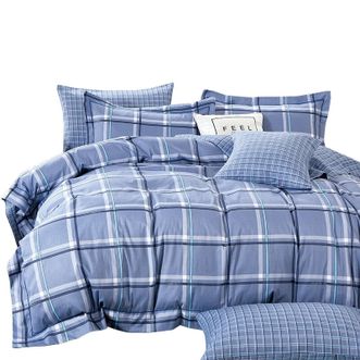 芳恩家纺 经典全棉单人三件套床上用品 160*210cm(被套)160*220cm(床单)48*74(枕套) 纯棉三件套 床上用品 FN-Z8013 曼士顿(蓝)