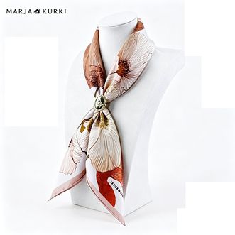 玛丽亚.古琦（MARJA KURKI）  双面同色真丝丝巾 丝扣套装 马到成功 橘色