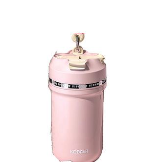 康巴赫（KBH）  慕斯抗菌钛咖杯保温保冷杯盖吸管双饮口便携咖啡杯水杯 450ml 粉荔乌龙KH-B45B08