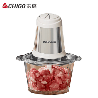 志高/Chigo  绞肉机家用2L容量多功能料理机玻璃单刀绞馅机WN-12