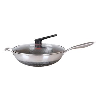 双喜双面屏蜂窝不粘不锈钢炒锅34CMCC-34SKB02
