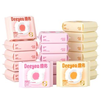 德佑/Deeyeo  云朵洗脸巾加厚干湿两用 洁面棉柔巾10抽*18包 （颜色随机）