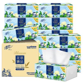 清风  抽纸 花萃4层80抽*18包S码  可抽取面巾纸 餐巾纸