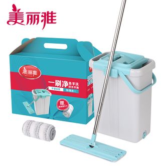 美丽雅  拖把平板大号一刷净免手洗懒人地拖家用干湿两用38cm共2拖布