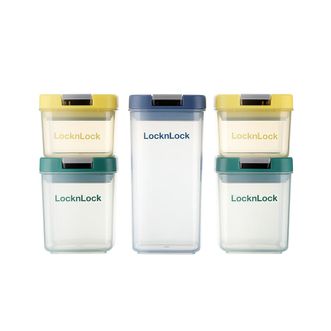乐扣乐扣（LOCK&LOCK）  透明可视调料盒料密封罐套装 无色5件套HTE815S5FU