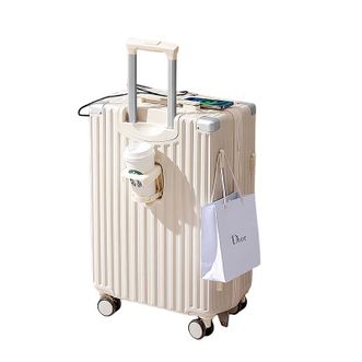 锐承（Ruicheng）  20寸新款高颜值万向轮大容量登机旅行密码皮箱子 贝壳白 602拉链款