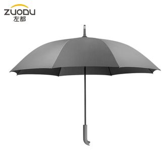 左都/ZUODU  长柄雨伞加固加厚超大号直柄伞直杆结实男女晴雨两用抗风暴伞-迷雾灰
