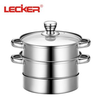 lecker  不锈钢厨房锅具早餐蒸锅20cm蒸汤一体锅KR507