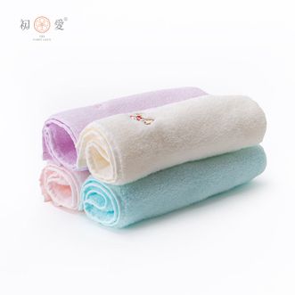 初爱  软绵绵抗菌儿童毛巾四色混合装面巾幼儿园擦手巾洗脸巾面巾婴儿毛巾婴童面巾颜色随机发   RMMK-002