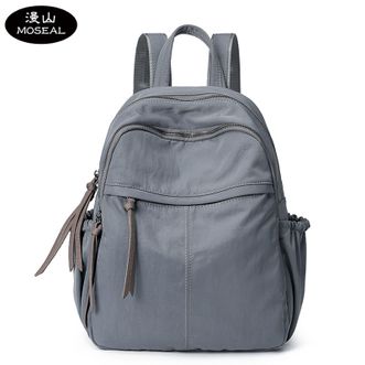漫山/MOSEAL  潮流双肩包女时尚简约韩版大学生森系文艺背包	莫兰迪灰 MS-C2937-18