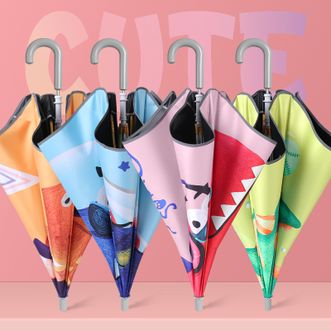 美度 MAYDU 学生圆角防戳伤卡通伞 可爱长柄带安全天使环反光伞 黑胶防晒防紫外线用儿童雨伞 M6015 随机发货