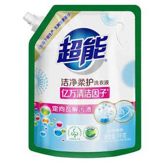 超能  1kg*2袋洁净柔护洗衣液  鲜亮 生物技术洗衣更简单