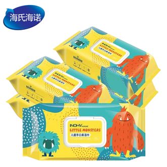 海氏海诺   手口湿巾80抽*5包   儿童婴儿手口湿巾擦脸亲肤温和清洁新生手口专用