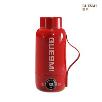 皆米  便携烧水壶 恒温调奶器 旅行外出家用 小型电热水杯 红色1000ml 316不锈钢内胆 加热保温杯