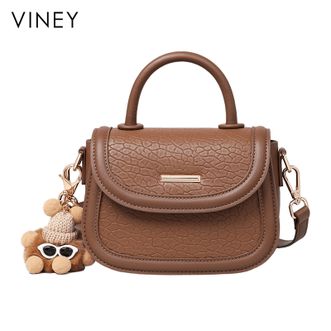 viney  真牛皮斜挎包女实用女生高端腋下马鞍包小众轻奢百搭单肩包V90027