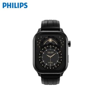 飞利浦（PHILIPS）  智能手表 VTR5208【黑色-氟橡胶】商务会议记录多功能手表实时转写翻译APP消息推送蓝牙通话AI手表一键录音手表